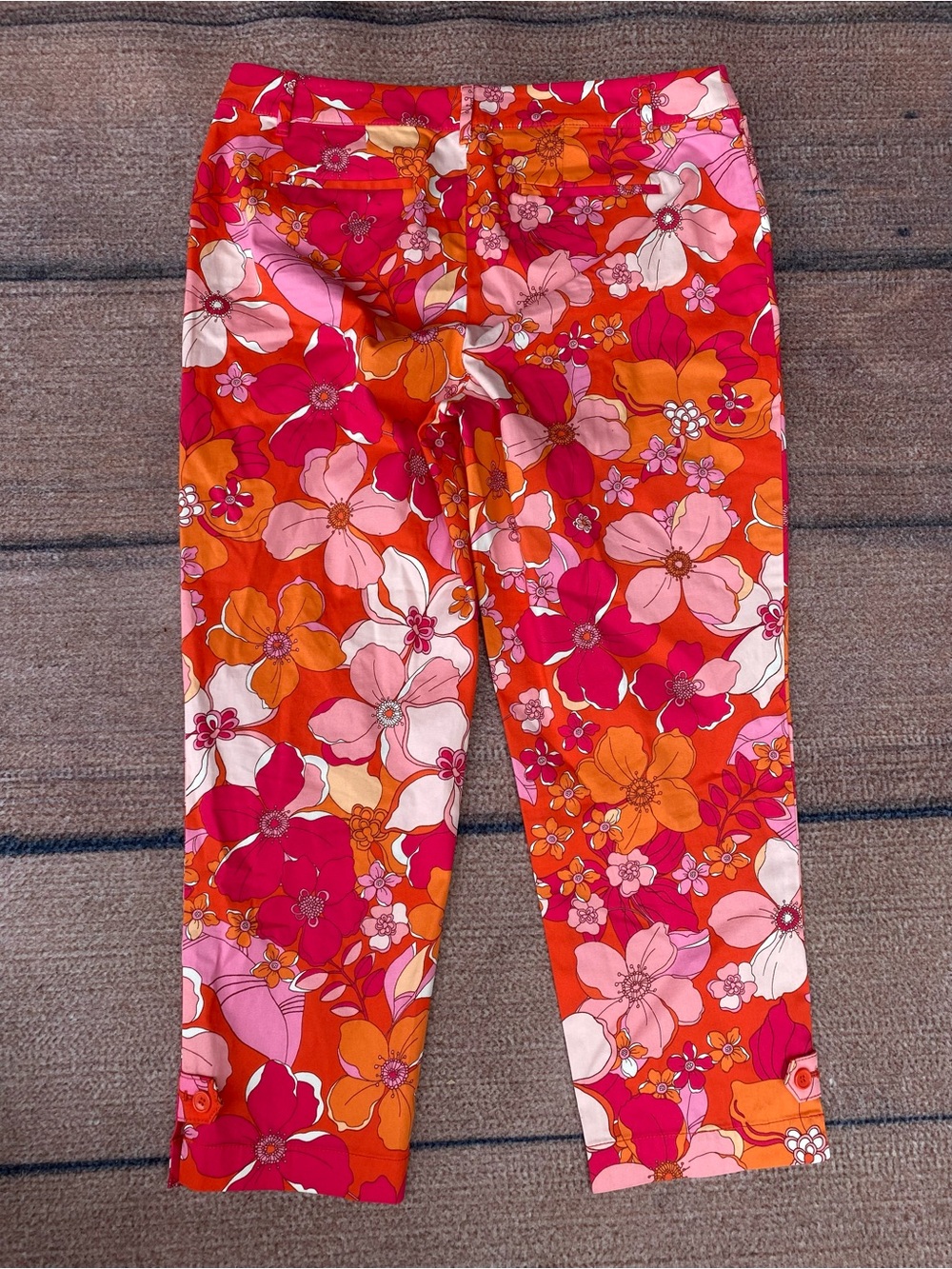 Talbots groovy flower power stretch poplin floral cropped pants 10 - Picture 3 of 8
